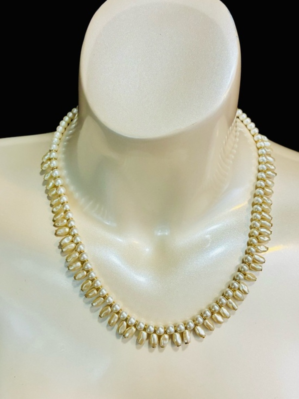 Napier Cream Pearl Teardrop Fringe Necklace